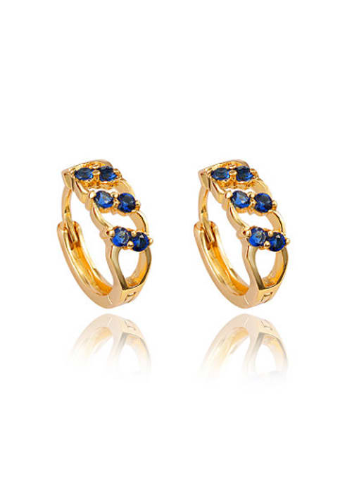 SANTIAGO Trendy 18K Gold Plated Geometric Zircon Clip Earrings