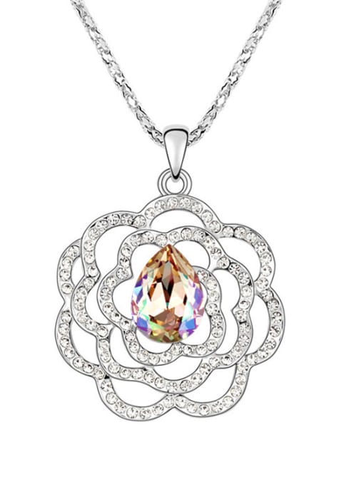 QIANZI Fashion austrian Crystals Flower Alloy Necklace 3