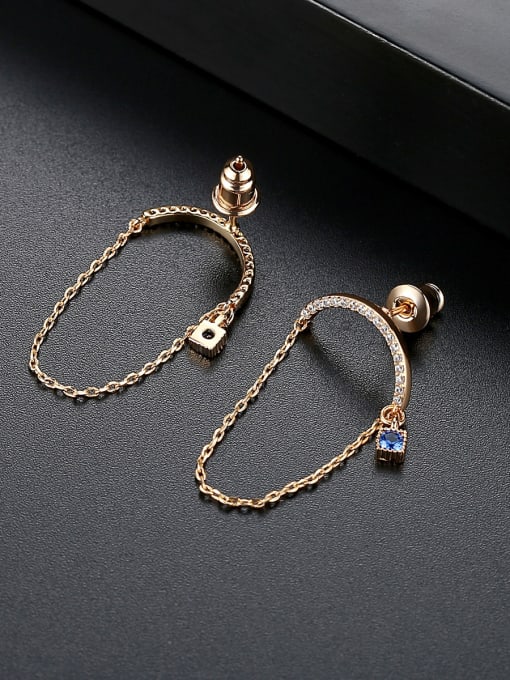 BLING SU Copper With 3A cubic zirconia Trendy Geometric Earrings