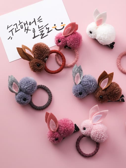 Girlhood Children's Plush ornaments With Cartoon Plush three-dimensional rabbit Hair Ropes 0