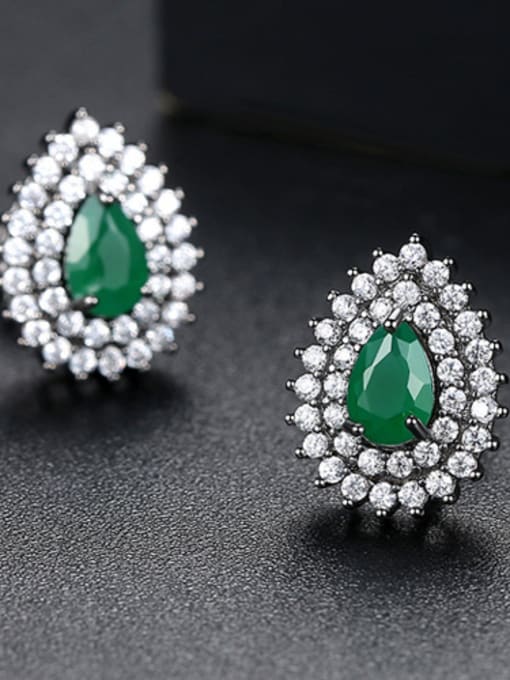 Green Zirconium Copper inlay AAA zircon drop shape multicolor earrings