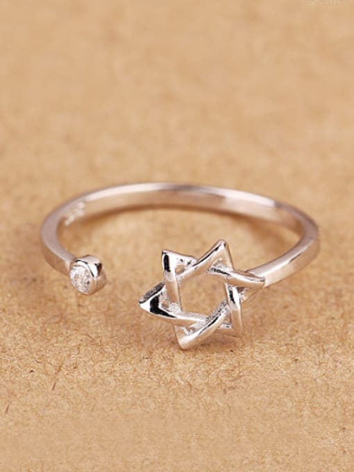 platinum Six-pointed Star Opening Midi Ring
