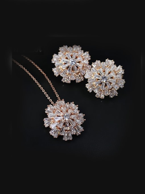 L.WIN Flower Shaped Two Pieces Jewelry Set 1