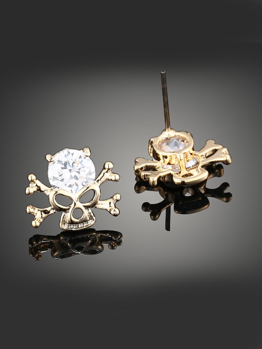Wei Jia Personalized White Zircon Skull Copper Stud Earrings 1