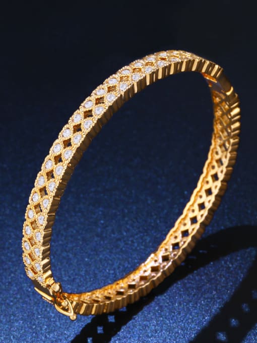 Golden Copper With Cubic Zirconia Classic Geometric Bangles