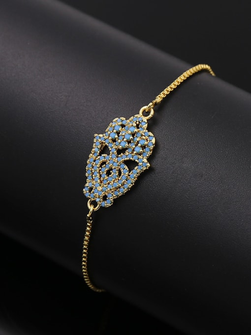 Golden Hand Shaped Turquoises Stretch Bracelet