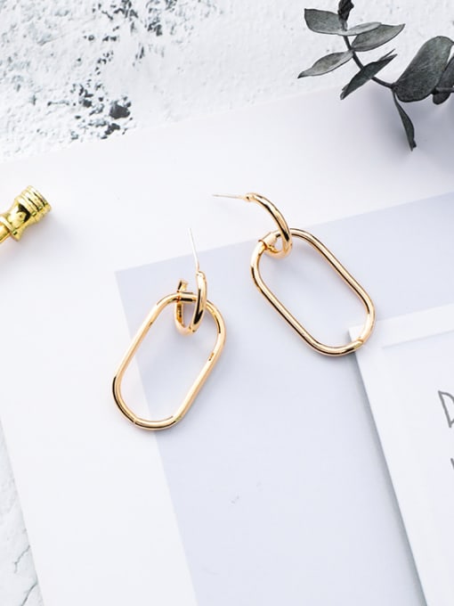 A gold Alloy With Gold Plated Simplistic Geometric Stud Earrings