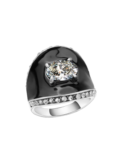 Gujin Personalized Black Enamel Zircon Alloy Ring