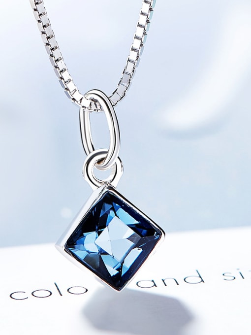 Blue S925 Silver Square-shaped Necklace