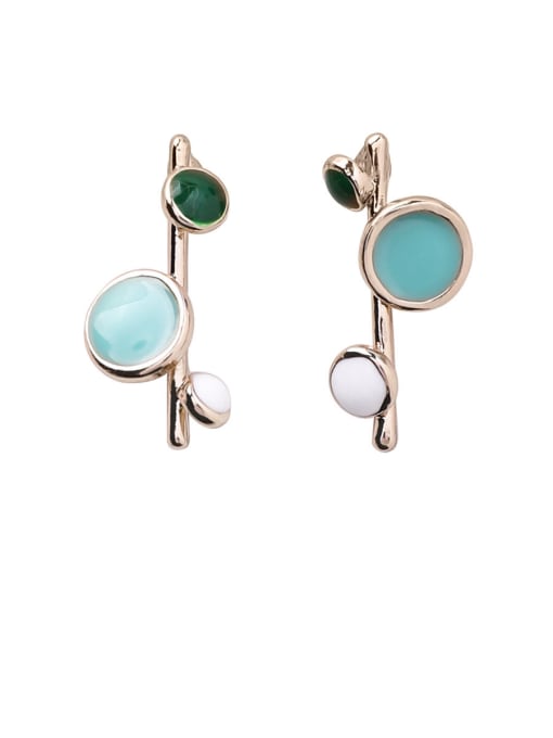 B blue Alloy With Rose Gold Plated Cute Round   Enamel Drop Earrings