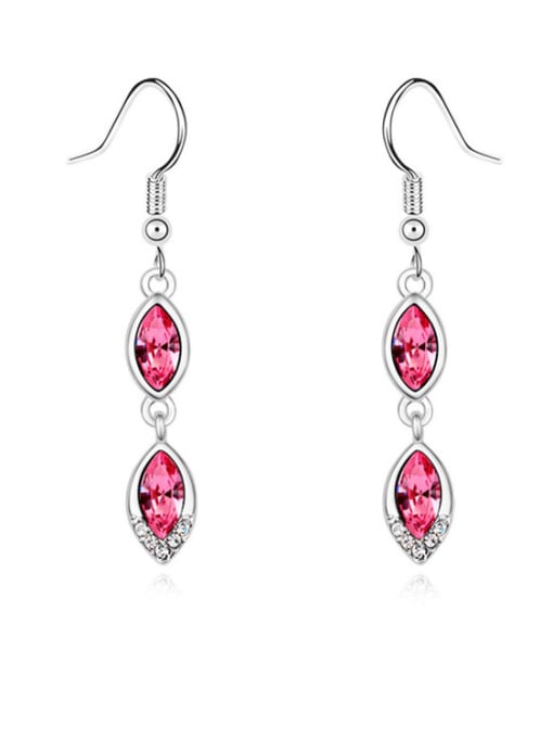 pink Simple Marquise austrian Crystals Drop Earrings
