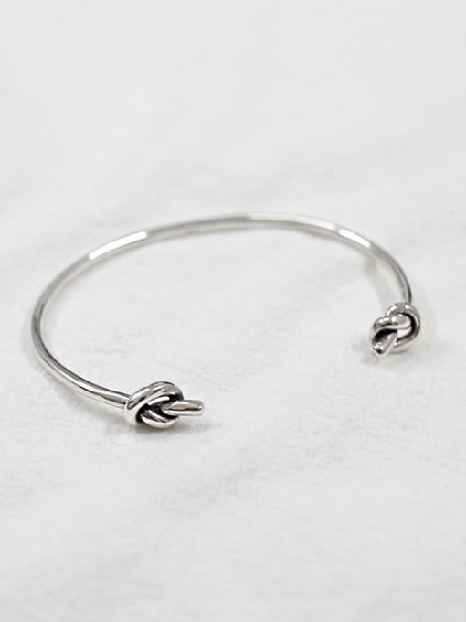 DAKA Simple Little Knots Antique Silver Plated Opening Bangle 0