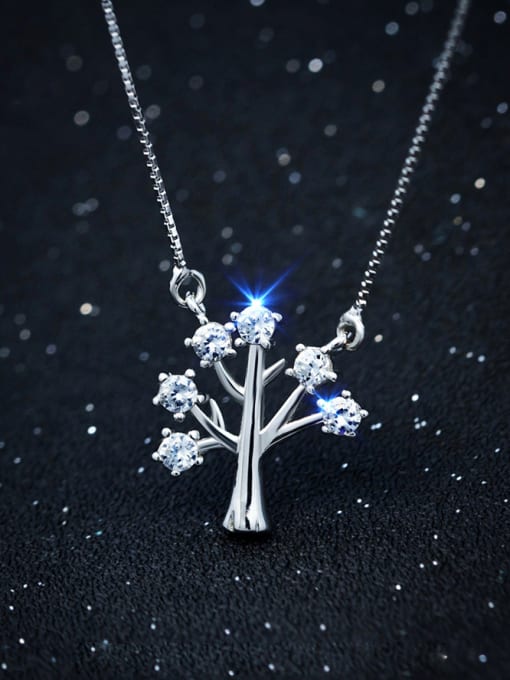 Rosh S925 silver wishing tree with zircon necklace 0