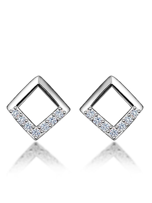 SANTIAGO Simple 925 Sterling Silver Hollow Square Stud Earrings 1