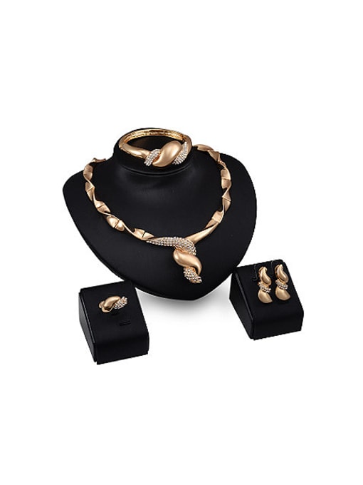 BESTIE Alloy Imitation-gold Plated Fashion Screw-shaped CZ Four Pieces Jewelry Set 0