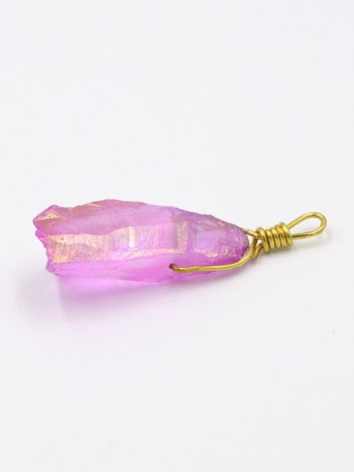 pink Simple Irregular Natural Stone Gold Plated Pendant