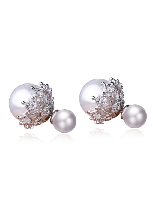 BLING SU Copper With 3A cubic zirconia Fashion Ball Stud Earrings 0