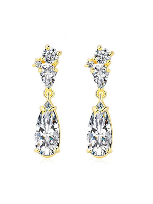 Ronaldo Charming Water Drop Shaped Zircon Stud Earrings 0