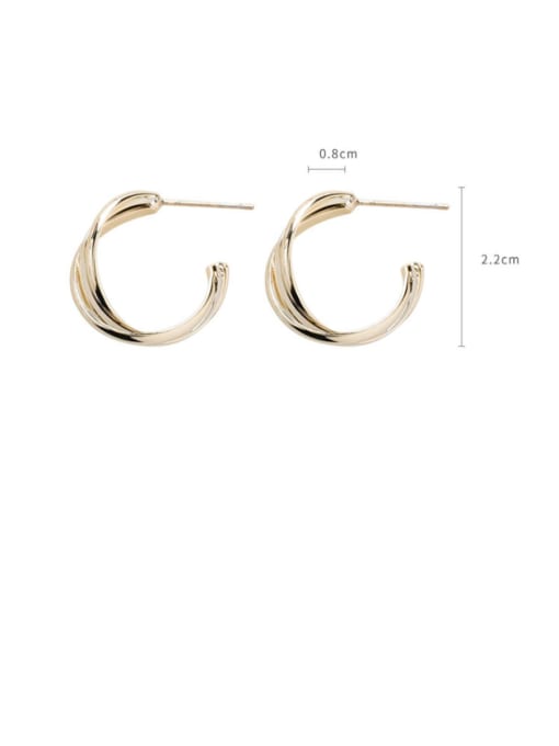 Girlhood Alloy With Gold Plated Simplistic Cross Round Hoop Earrings 1