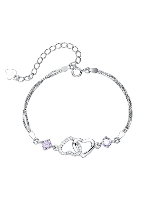 CEIDAI Fashion Hollow Heart Cubic Zirconias 925 Silver Bracelet
