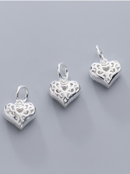 FAN 925 Sterling Silver With Silver Plated Cute Heart Charms 0