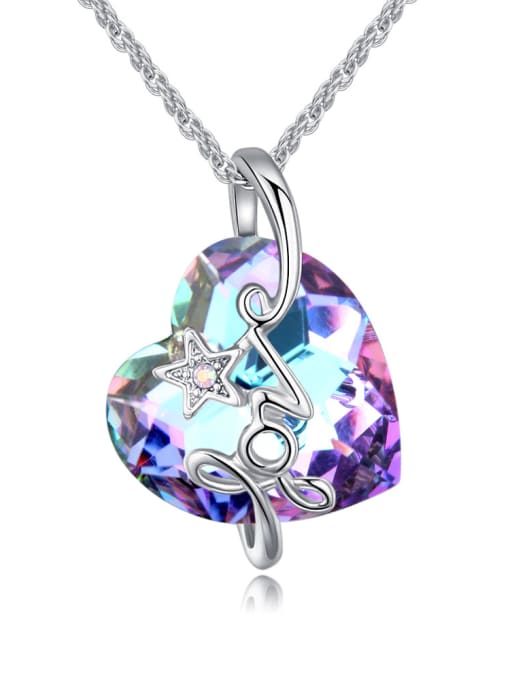 Purple Fashion Shiny Heart austrian Crystal LOVE Alloy Necklace