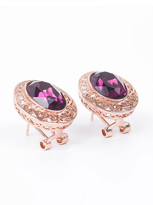 BESTIE Alloy Rose Gold Plated Vintage style Stone Oval-shaped Two Pieces Jewelry Set 1
