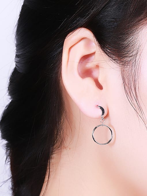 One Silver Women Simply Style Round Shaped Drop Earrings 1