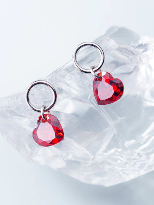 Rosh 925 silver red glitter of stereoscopic love Zircon Earrings 2