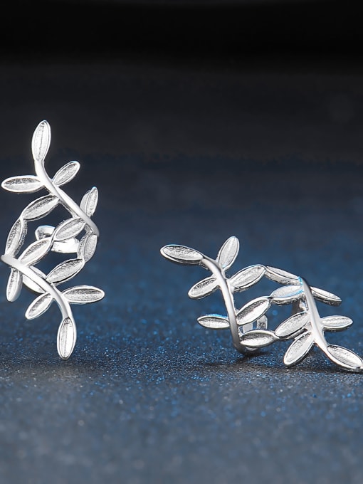 ZK Fashion Little Leaves 925 Sterling Silver Clip on Earrings 2