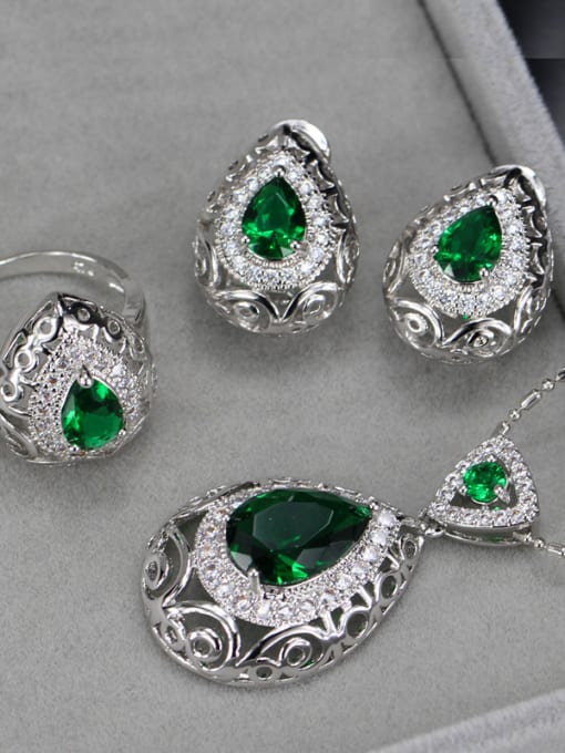 Green Ring 9 Yards Retro Wedding Accessories Color Jewelry Set