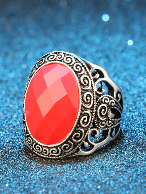 Gujin Retro style Hollow Resin Stone Alloy Ring 2