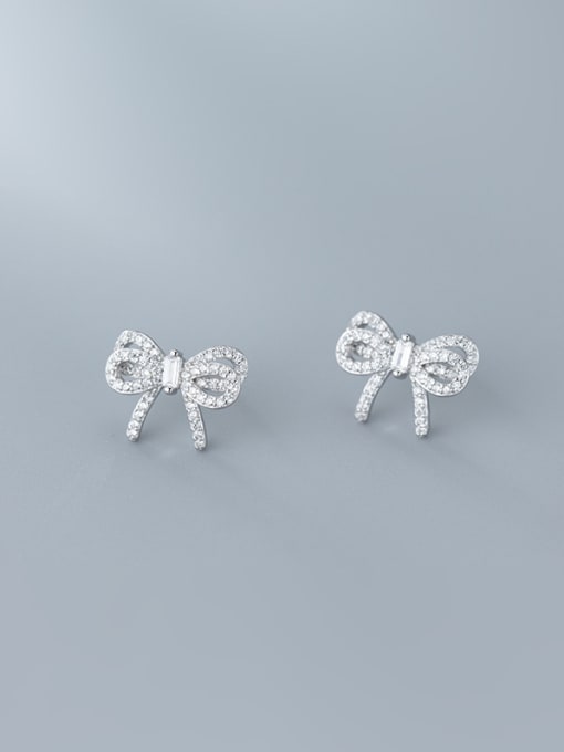 Rosh 925 Sterling Silver With Cubic Zirconia Cute Bowknot Stud Earrings 3