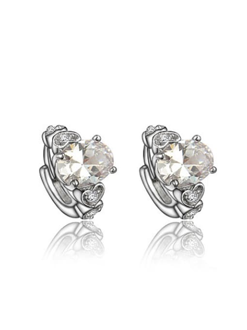 White Gold High Quality 18K Gold Plated Geometric Zircon Clip Earrings