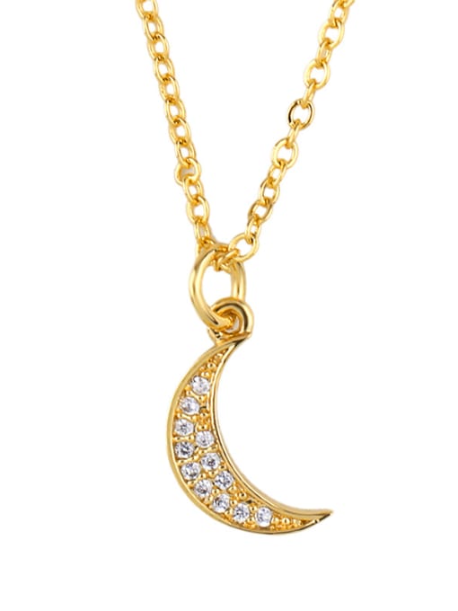 Crescent moon Copper With Cubic Zirconia Fashion Moon/Rainbow Necklaces