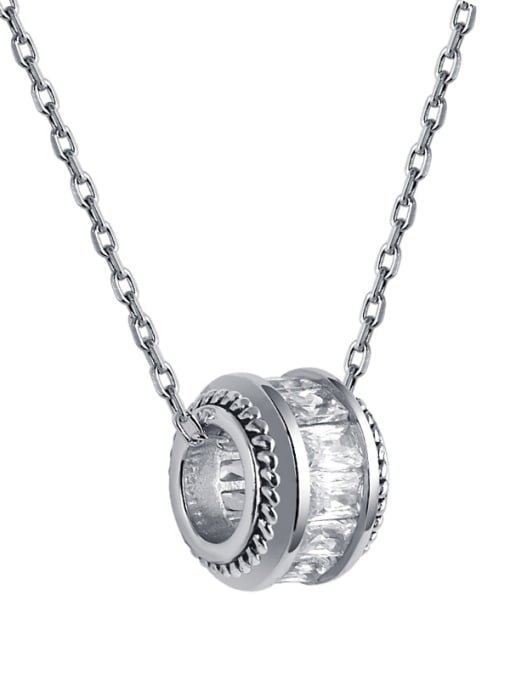 Dan 925 Sterling Silver With Cubic Zirconia Simplistic Cylinder Necklaces