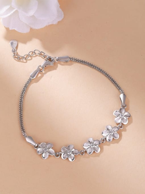 One Silver 2018 Women Adjustable Length Flower Shaped Bracelet 2
