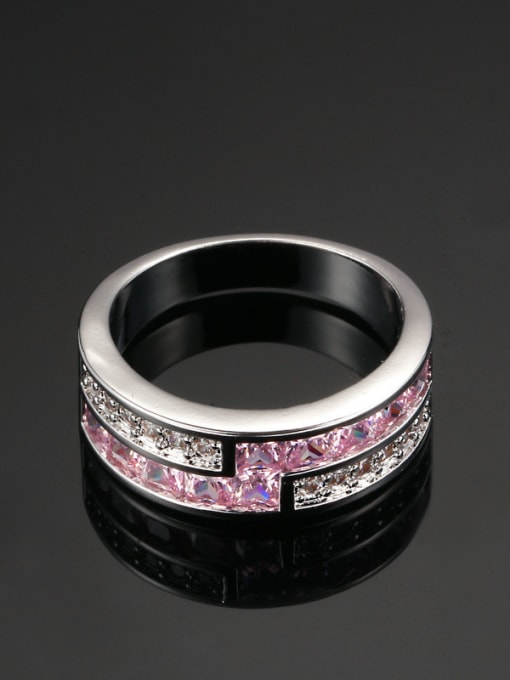 ZK Pink Zircons Simple Classical Ring with Plating 1