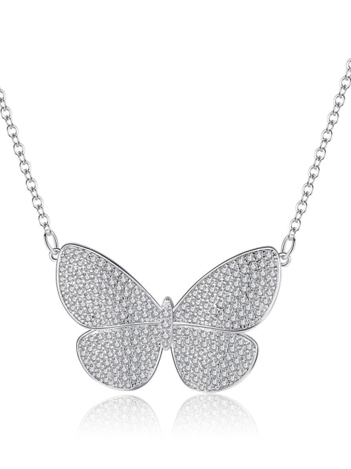 BLING SU Copper With White Gold Plated Fashion Butterfly Necklaces 0