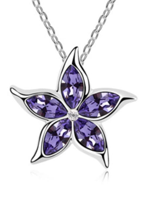 purple Simple Marquise austrian Crystals Flowery Alloy Necklace