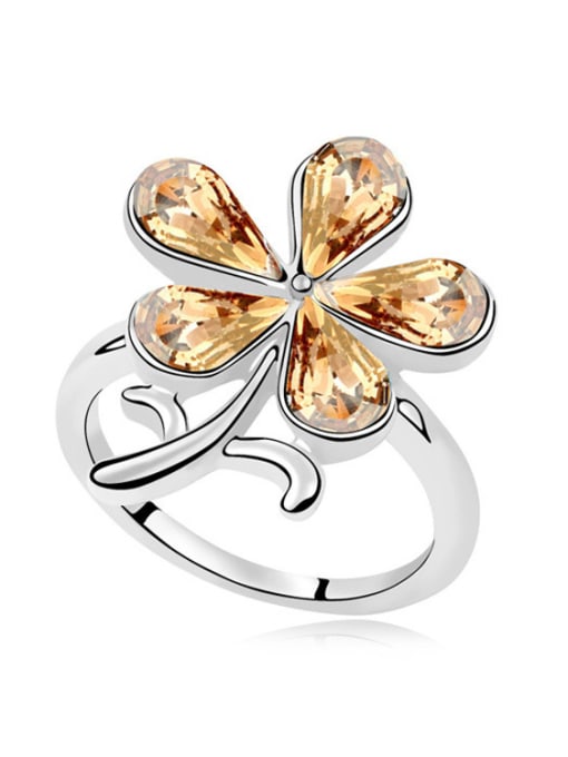 yellow Personalized Water Drop austrian Crystals Flower Alloy Ring