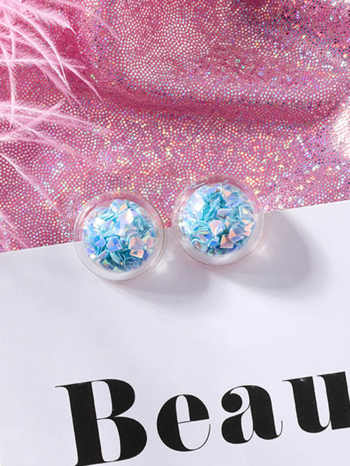F Blue (Diamond) Alloy With Platinum Plated Cute Colorful Sequins transparent Ball Drop Earrings