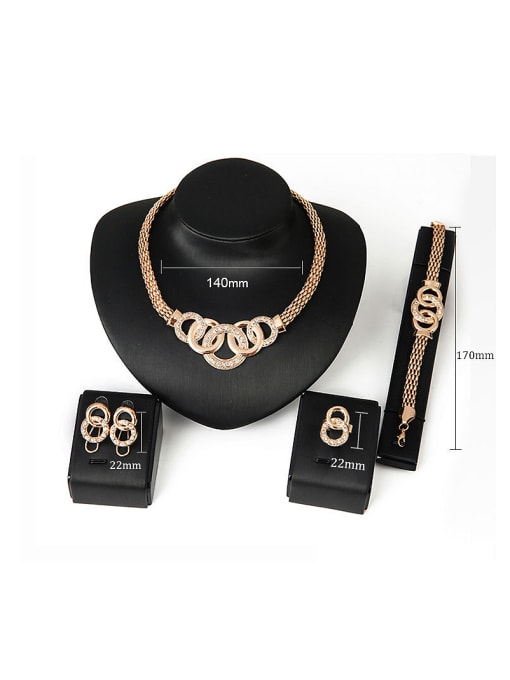 BESTIE Alloy Imitation-gold Plated Vintage style Hollow Four Pieces CZ Jewelry Set 2