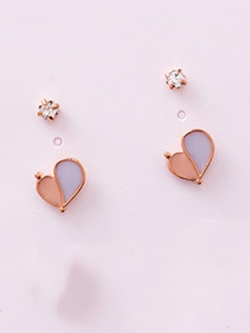 Girlhood Alloy With Rose Gold Plated Cute Heart Stud Earrings 2
