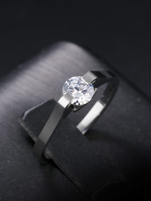 Open Sky Fashion Rhinestone Titanium Smooth Ring