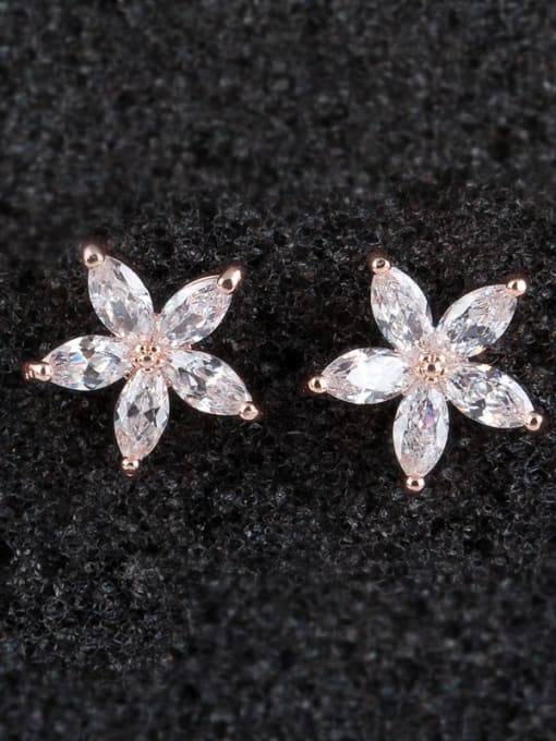 Qing Xing Shengruxiahua AAA Zircon All-match Elegant Platinum Plated Anti-allergic Cluster earring 3