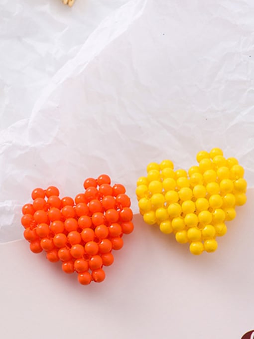 A Yellow Orange (short) Alloy With Rose Gold Plated Simplistic Heart Drop Earrings