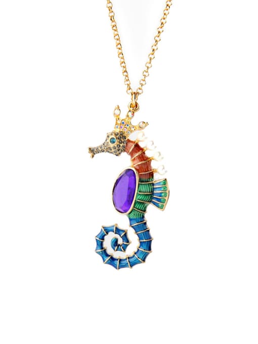 KM Lovely Small Hippocampus Alloy Necklace 0