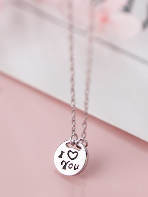 Rosh 925 Sterling Silver With Classic Round "I LOVE YOU"Monogram & Name Necklaces 1