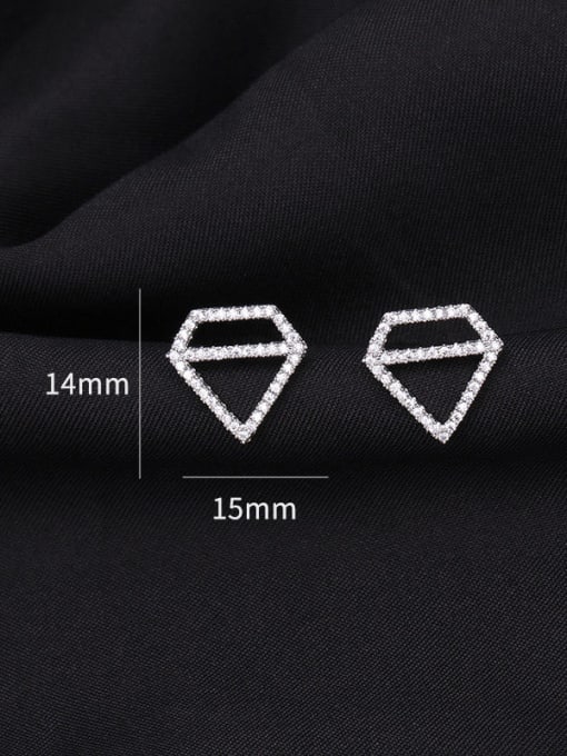 platinum Copper With White Gold Plated Simplistic Geometric Stud Earrings